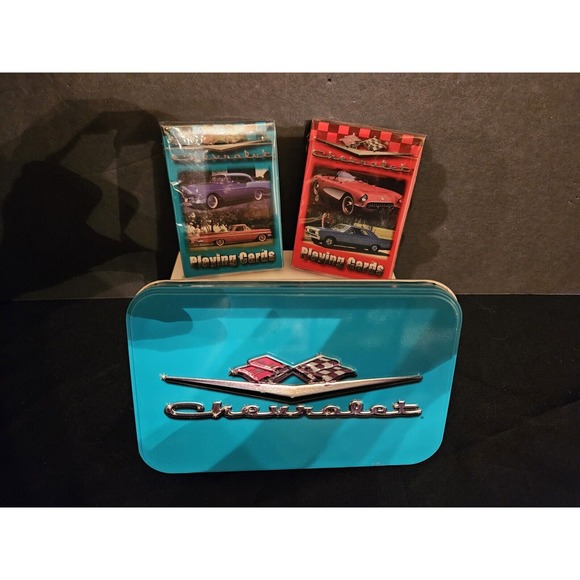 Classic Chevrolet Collector Tin & 2 Decks Playing Cards - Picture 2 of 5